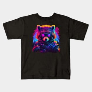 Retro Tanuki Synthwave Kids T-Shirt